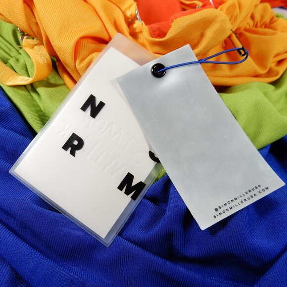 SIMON MILLER Jota Mesh Midi Bodycon DRESS Sz XS Color Block Yellow Blue NEW $295 - Picture 8 of 13